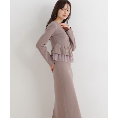 プロポーションボディドレッシング PROPORTION BODY DRESSING チュール付きペプラムニットセット （モカ1）｜詳細画像