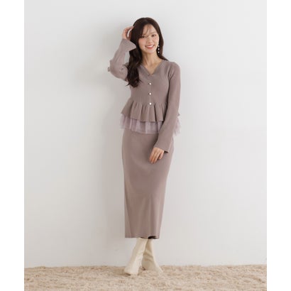 プロポーションボディドレッシング PROPORTION BODY DRESSING チュール付きペプラムニットセット （モカ1）｜詳細画像