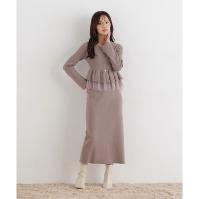 プロポーションボディドレッシング PROPORTION BODY DRESSING チュール付きペプラムニットセット （モカ1）｜詳細画像