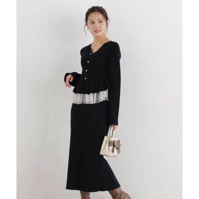 プロポーションボディドレッシング PROPORTION BODY DRESSING チュール付きペプラムニットセット （モカ1）｜詳細画像
