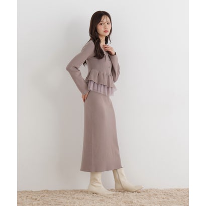 プロポーションボディドレッシング PROPORTION BODY DRESSING チュール付きペプラムニットセット （モカ1）｜詳細画像