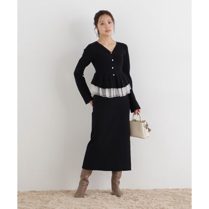 プロポーションボディドレッシング PROPORTION BODY DRESSING チュール付きペプラムニットセット （モカ1）｜詳細画像