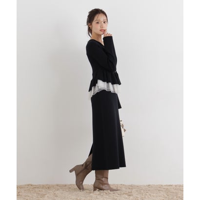 プロポーションボディドレッシング PROPORTION BODY DRESSING チュール付きペプラムニットセット （モカ1）｜詳細画像
