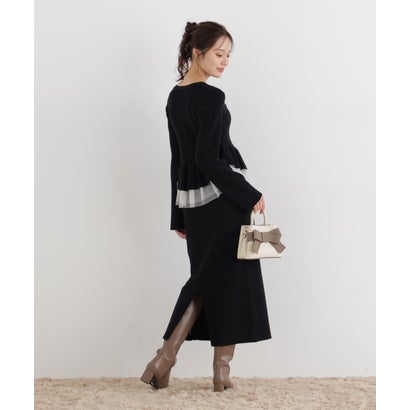 プロポーションボディドレッシング PROPORTION BODY DRESSING チュール付きペプラムニットセット （モカ1）｜詳細画像