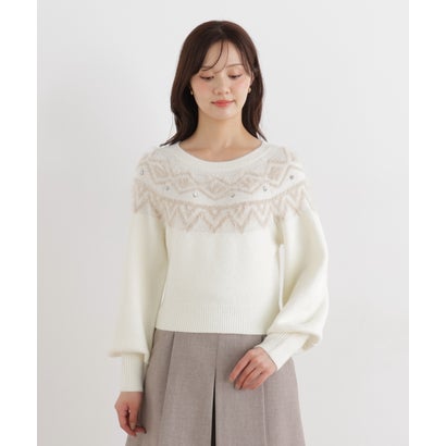 プロポーションボディドレッシング PROPORTION BODY DRESSING ノルディック柄ニットトップス （エクリュ1）｜詳細画像