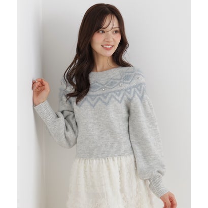 プロポーションボディドレッシング PROPORTION BODY DRESSING ノルディック柄ニットトップス （エクリュ1）｜詳細画像