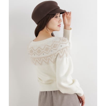 プロポーションボディドレッシング PROPORTION BODY DRESSING ノルディック柄ニットトップス （ベージュ）｜詳細画像