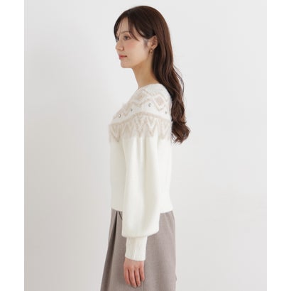 プロポーションボディドレッシング PROPORTION BODY DRESSING ノルディック柄ニットトップス （ベージュ）｜詳細画像