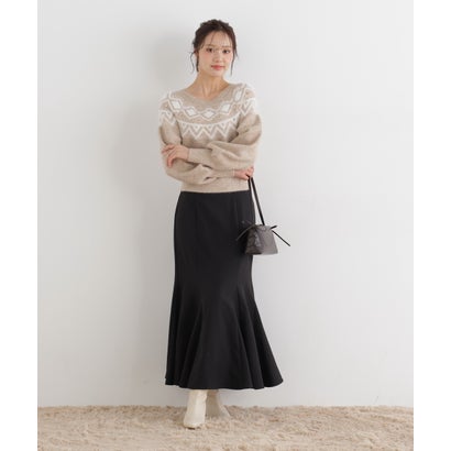プロポーションボディドレッシング PROPORTION BODY DRESSING ノルディック柄ニットトップス （ベージュ）｜詳細画像