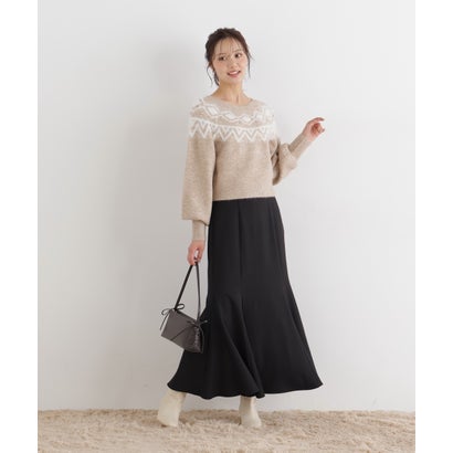 プロポーションボディドレッシング PROPORTION BODY DRESSING ノルディック柄ニットトップス （ベージュ）｜詳細画像
