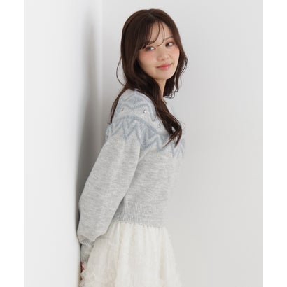 プロポーションボディドレッシング PROPORTION BODY DRESSING ノルディック柄ニットトップス （ベージュ）｜詳細画像