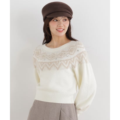 プロポーションボディドレッシング PROPORTION BODY DRESSING ノルディック柄ニットトップス （トップグレー1）｜詳細画像