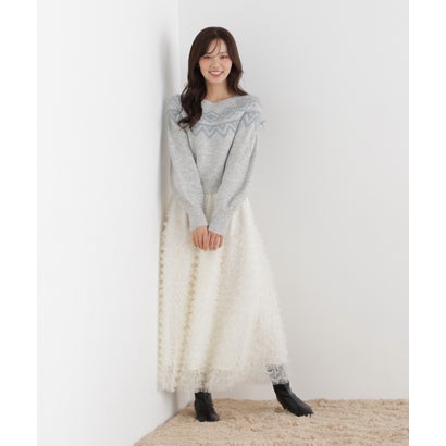 プロポーションボディドレッシング PROPORTION BODY DRESSING ノルディック柄ニットトップス （トップグレー1）｜詳細画像