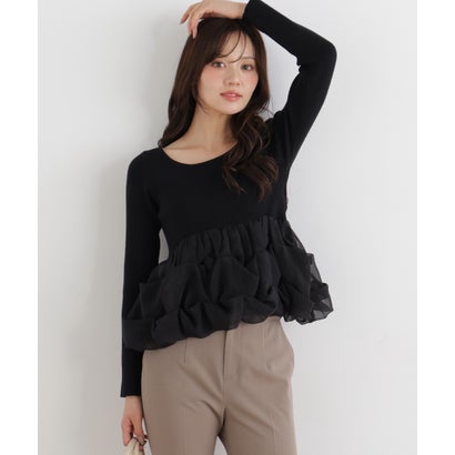 プロポーションボディドレッシング PROPORTION BODY DRESSING ＜a/mie＞タックバルーンリブニット （ブラック）｜詳細画像