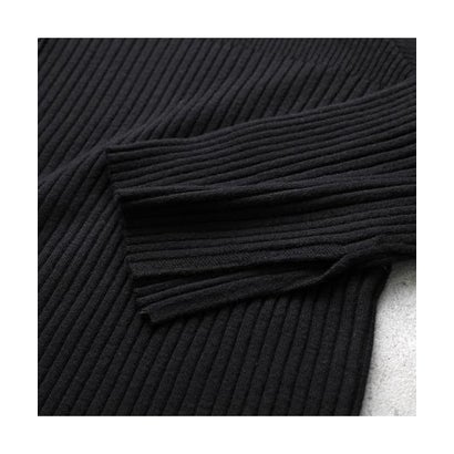PRIORITY 長袖 ニット P67008KR リブ タートル （4/ブラウン）｜詳細画像