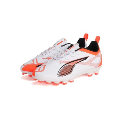 プーマ/キッズ/ウルトラ 5 プレイ HG/AG + MID JR （PUMA WHITE-PUMA BLACK-GLOWIN）｜詳細画像
