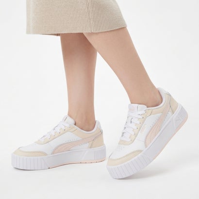 プーマ スニーカー レディース キャリーナ ストリート 389390 PUMA 厚底 コートスニーカー （ホワイト×ベージュ）｜詳細画像