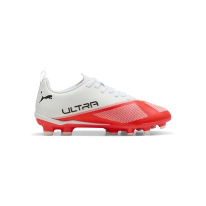 キッズ ウルトラ 7 プレイ HG/AG +MID サッカースパイク 20-24.5cm ULTRA 7 PLAY HG + Mid Jr （Ultra Red-PUMA Black-PUMA White）｜詳細画像