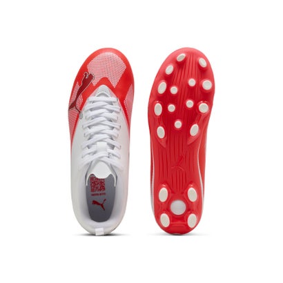 キッズ ウルトラ 7 プレイ HG/AG +MID サッカースパイク 20-24.5cm ULTRA 7 PLAY HG + Mid Jr （Ultra Red-PUMA Black-PUMA White）｜詳細画像