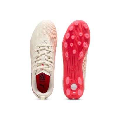 キッズ フューチャー 9 プレイ HG/AG + ミッド サッカースパイク 20-24.5cm FUTURE 9 PLAY HG + Mid Jr （Sugared Almond-PUMA White-Ultra Red-PUMA Black）｜詳細画像