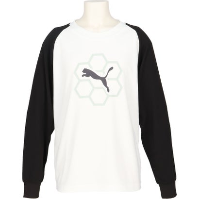 プーマ PUMA ACTIVE SPORTS ポリ LS Tシャツ ジュニア キッズ 子ども トップス 長袖 リサイクル素材 汗 吸収 発散 dryCELL機能 （02 PUMAWHITE-PUMABLACK）｜詳細画像