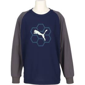 ACTIVE SPORTS ポリ LS Tシャツ ジュニア キッズ 子ども トップス 長袖 リサイクル素材 汗 吸収 発散 dryCELL機能 （06 PUMANAVY-MOODYGRAY）