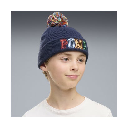キッズ ポンポン ミッドクラウン ビーニー POM POM Mid Crown Beanie Jr （PUMA Navy）｜詳細画像