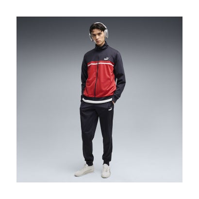 メンズ ポリ カラーブロック スーツ 上下セット Poly Colorblock Suit （New Navy）｜詳細画像