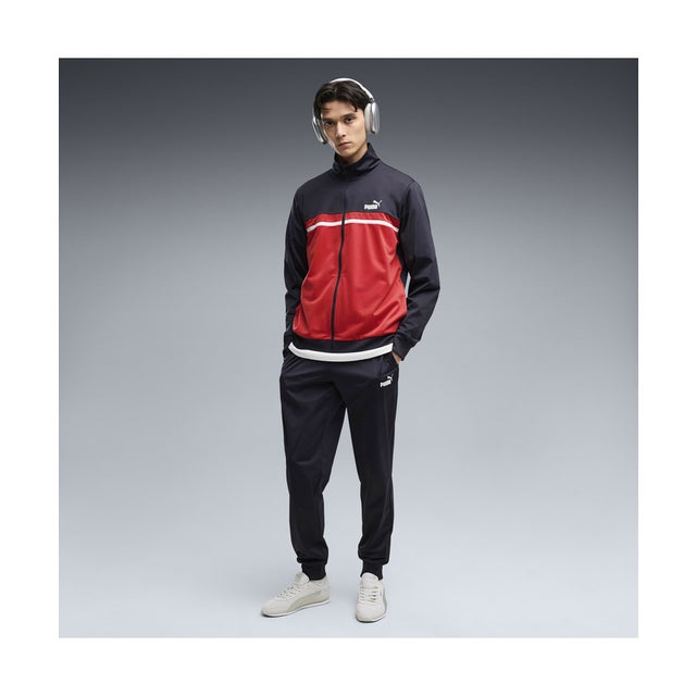 メンズ ポリ カラーブロック スーツ 上下セット Poly Colorblock Suit （New Navy）