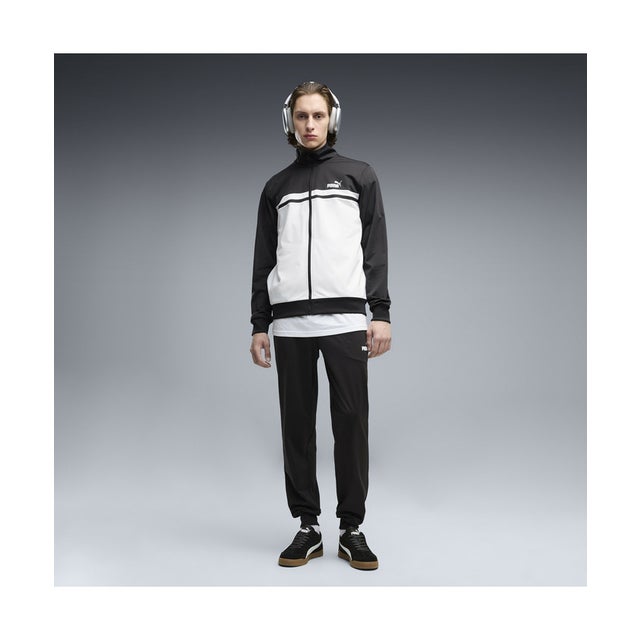 メンズ ポリ カラーブロック スーツ 上下セット Poly Colorblock Suit （Black）