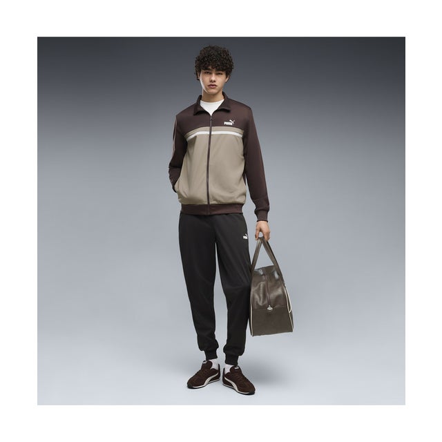 メンズ ポリ カラーブロック スーツ 上下セット Poly Colorblock Suit （Chocolate Fondue）