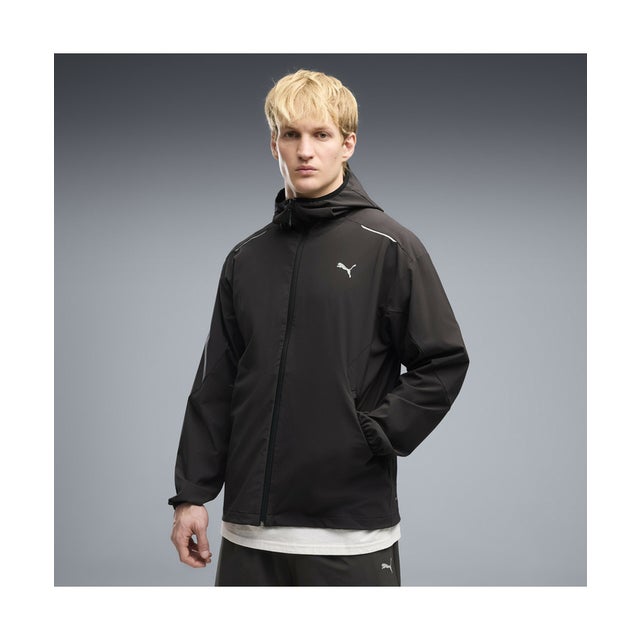 メンズ プーマテック 4ウェイ ストレッチ リラックスド フーディ PUMATECH Woven Track Jacket （Black）