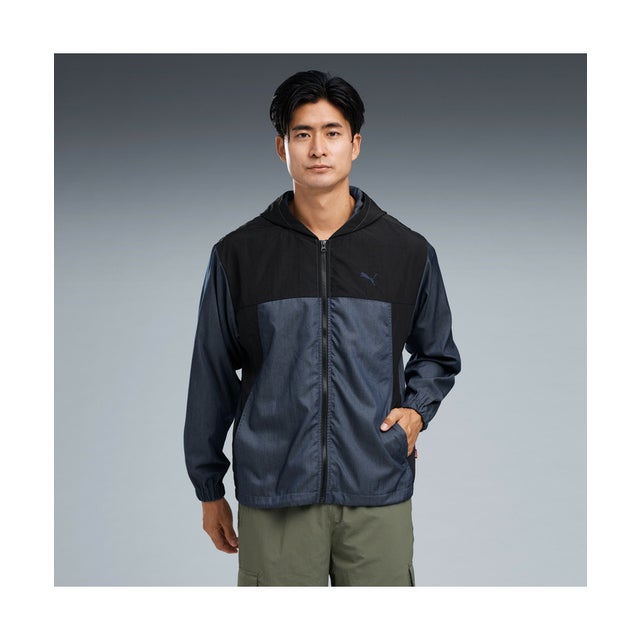 メンズ ESS エレベーテッド デニム ライク ウーブン ジャケット ESS ELEVATED DNM LIKE WV JKT （Navy）