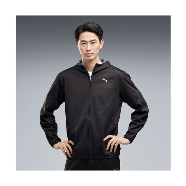 メンズ トレーニング パワートレイン グリッド フリース フーデッド ジャケット POWERTRAIN GRID FLEECE JKT （Black）