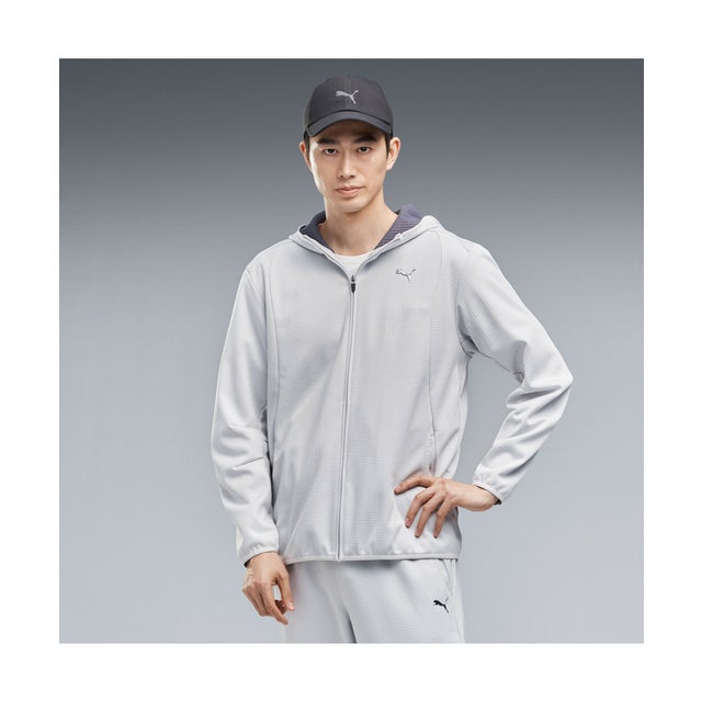 メンズ トレーニング パワートレイン グリッド フリース フーデッド ジャケット POWERTRAIN GRID FLEECE JKT （Feather Gray）