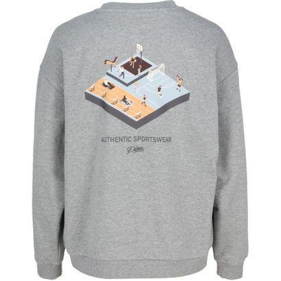 プーマ PUMA ESS ELEVATED MX グラフィッククルー メンズ トップス 長袖 トレーナー スウェット 吸水速乾 クルーネック リラックス （03 MEDIUMGRAYHEATHER）｜詳細画像