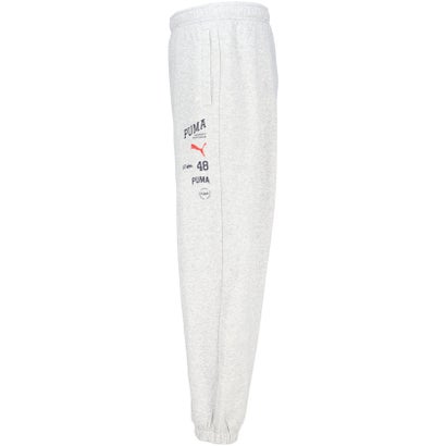 プーマ PUMA ESS ELEVATED MIX ロゴ PT メンズ ロングパンツ 長ズボン 保温性 機能性 裏起毛仕様 ウエストにドローコード フィット （04 LIGHTGRAYHEATHER）｜詳細画像