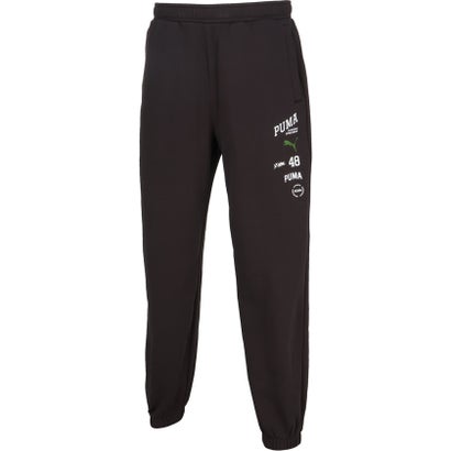 プーマ PUMA ESS ELEVATED MIX ロゴ PT メンズ ロングパンツ 長ズボン 保温性 機能性 裏起毛仕様 ウエストにドローコード フィット （01 PUMABLACK）｜詳細画像