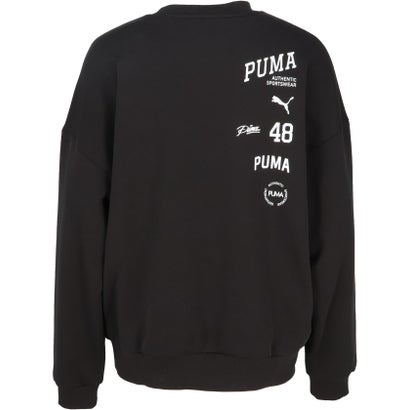 プーマ PUMA ESS ELEVATED MIX ロゴクルー メンズ トップス スウェット トレーナー 保温性 機能性 裏起毛仕様 秋 冬 オーバーサイズ （01 PUMABLACK）｜詳細画像