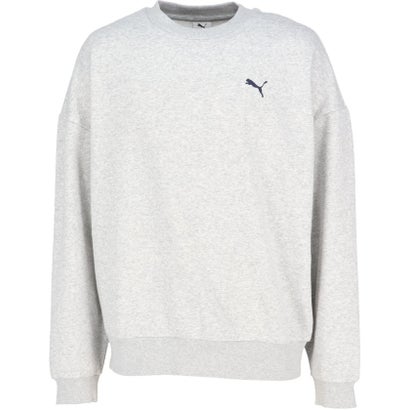 プーマ PUMA ESS ELEVATED MIX ロゴクルー メンズ トップス スウェット トレーナー 保温性 機能性 裏起毛仕様 秋 冬 オーバーサイズ （04 LIGHTGRAYHEATHER）｜詳細画像