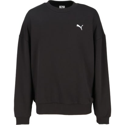プーマ PUMA ESS ELEVATED MIX ロゴクルー メンズ トップス スウェット トレーナー 保温性 機能性 裏起毛仕様 秋 冬 オーバーサイズ （04 LIGHTGRAYHEATHER）｜詳細画像
