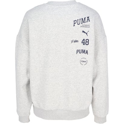 プーマ PUMA ESS ELEVATED MIX ロゴクルー メンズ トップス スウェット トレーナー 保温性 機能性 裏起毛仕様 秋 冬 オーバーサイズ （04 LIGHTGRAYHEATHER）｜詳細画像