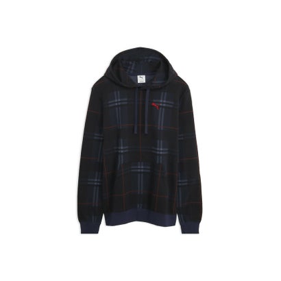 メンズ ESS ELEVATED タータン AOP フーディ ESS Elevated Tartan Hoodie （PUMA Navy）｜詳細画像