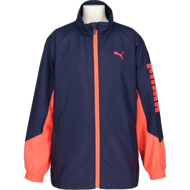 ACTIVE SPORTS トリコット ライニング ウーブン JKT ジュニア 子ども ジャケット アウター トレーニング 通学 小学生 （06 PUMANAVY-ULTRARED）