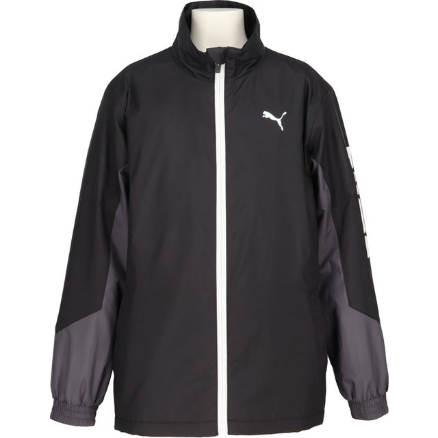 ACTIVE SPORTS トリコット ライニング ウーブン JKT ジュニア 子ども ジャケット アウター トレーニング 通学 小学生 （01 PUMABLACK-MOODYGRAY）