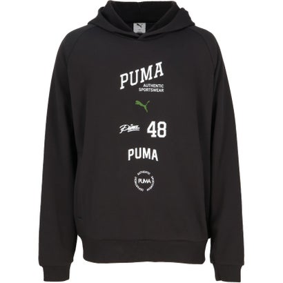 プーマ PUMA ESS ELEVATED MX ロゴフーディー メンズ トップス パーカー 保温性 機能性 裏起毛仕様 秋 冬 オーバーサイズシルエット （33 CHOCOLATEFONDUE）｜詳細画像