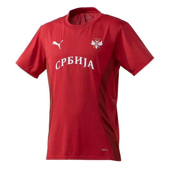 セルビア代表 2024 プレマッチ シャツ 半袖(レッド)