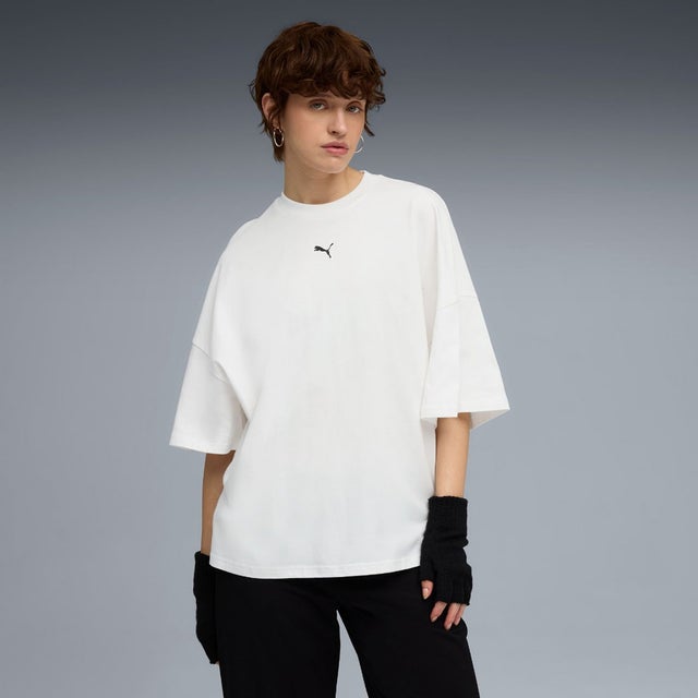 DARE TO オーバーサイズド ルーシュド Tシャツ（DARE TO OVERSIZED RUCHED TEE） （White）