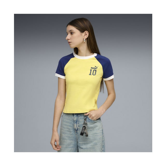 ウィメンズ フューチャー アーカイブ スリム ショート リンガー 半袖 Tシャツ FUTURE.PUMA.ARCHIVE Tee （Lemon Meringue）
