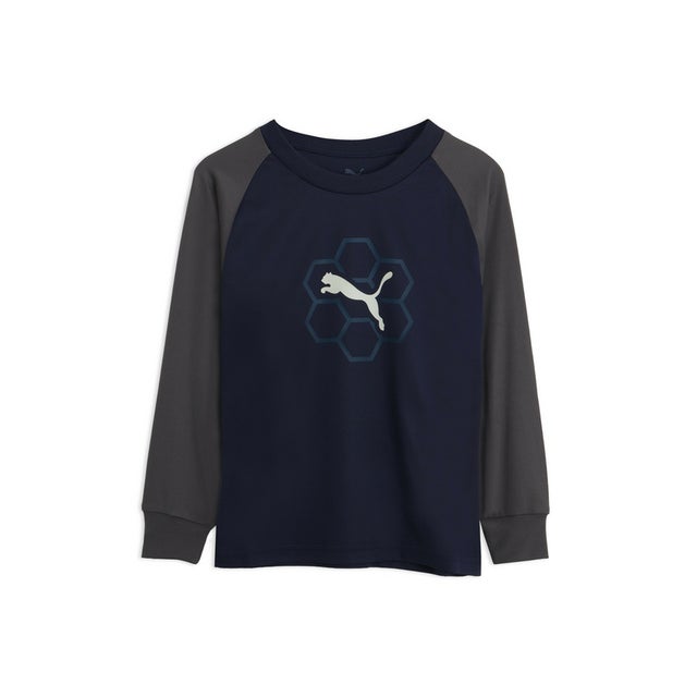 ボーイズ アクティブ スポーツ ポリ 長袖 Tシャツ 120-160cm ACTIVE SPORTS POLY LS TEE （Navy-Moody Gray）